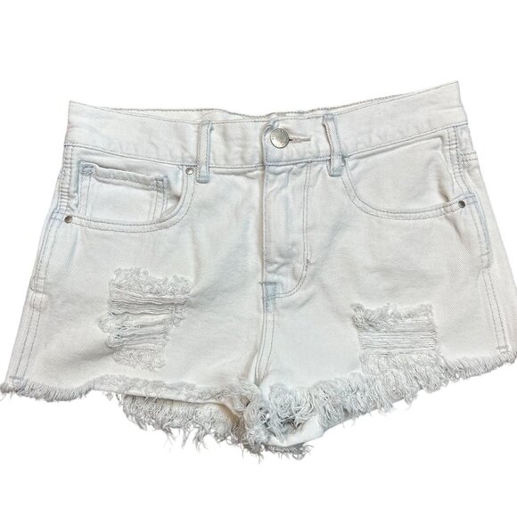 Bullhead Denim Co. Distressed High‎ Waist Shorts in Light Wash Size 26 - Picture 1 of 3